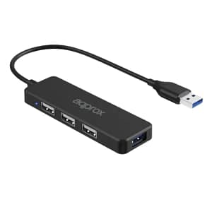 HUB 3 PUERTOS USB 2.0 + 1 PUERTO USB 3.0 NEGRO APPROX