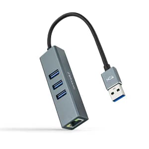 CONVERSOR USB 3.0 A ETHERNET GIGABIT + 3xUSB 3.0 15cm GRIS NANOCABLE