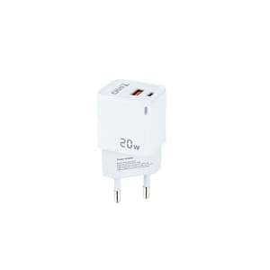 CARGADOR PARED/VIAJE USB-C/PD + USB-A/QC 20W BLANCO TOOQ