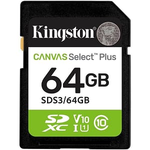 SECURE DIGITAL HC 64 GB CANVAS SELECT PLUS GEN3 CLASE10 KINGSTON