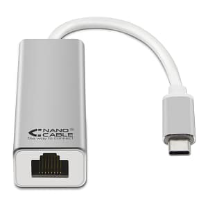 CONVERSOR USB-C A ETHERNET 10/100/1000 Mbps 15 CM PLATA NANOCABLE