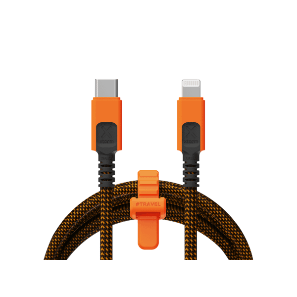 CABLE XTREME USB-C A LIGHTNING 1.5M NEGRO/NARANJA XTORM