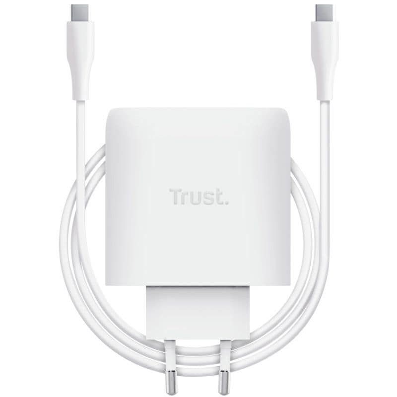 CARGADOR PARED/VIAJE USB-C 65W + CABLE USB-C 2 M MAXO BLANCO TRUST